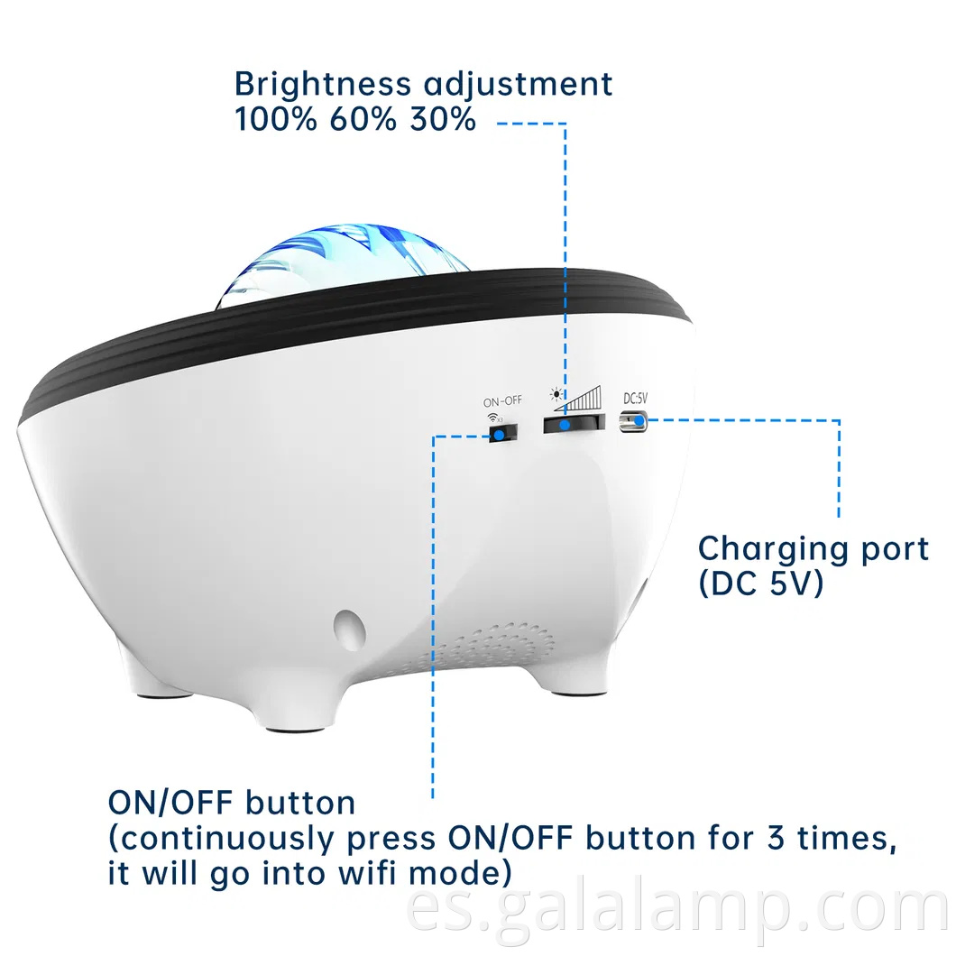 Proyector de Aurora Star Galaxy Proyector Luces para dormitorio, Wifi Nebula Techo Proyector Night Light with Music Speaker
